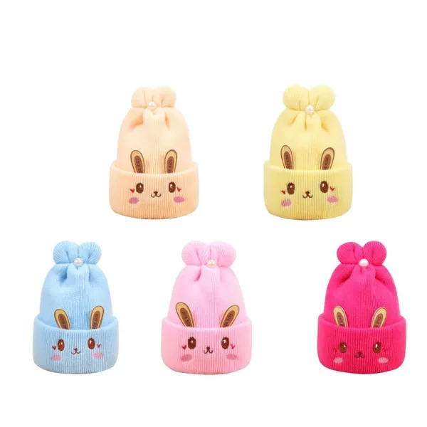 Rabbit Ears Kids Hat Newborn Bonnet Hat Cute Bunny Ear Crochet Hat Knitted Beanie Hat Kid Head Gear Infant Outgoing Hat ACR