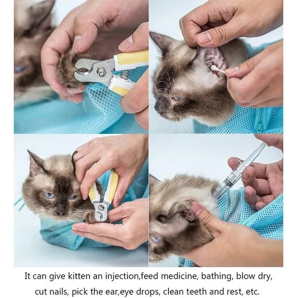 Cat Grooming Bag Polyester Wash Bag Cat Accessories Pet Products Cleaning Supplies Dog Nail Adjustable Bath