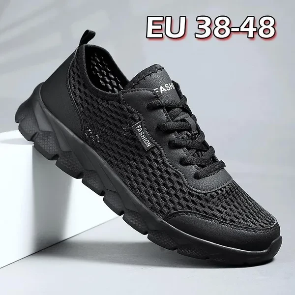 Summer Mesh Breathable Walking Shoes Soft Sole Comfy Fitness Shoes Ultra Lightweight Running Shoes Slip-on Sneakers for Men
