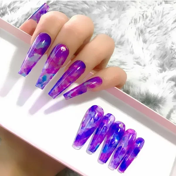 100pcs/box Press on False Nails Long Coffin clear Stiletto False Nails Tips Full Cover DIY Acrylic Fake Nails 10 Sizes Ballerina nails