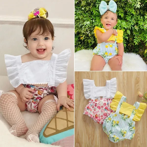 Newborn Infant Baby Girl Sweet Ruffle Romper Jumpsuit Bodysuit One-Pieces Outfit Clothes 0-24M