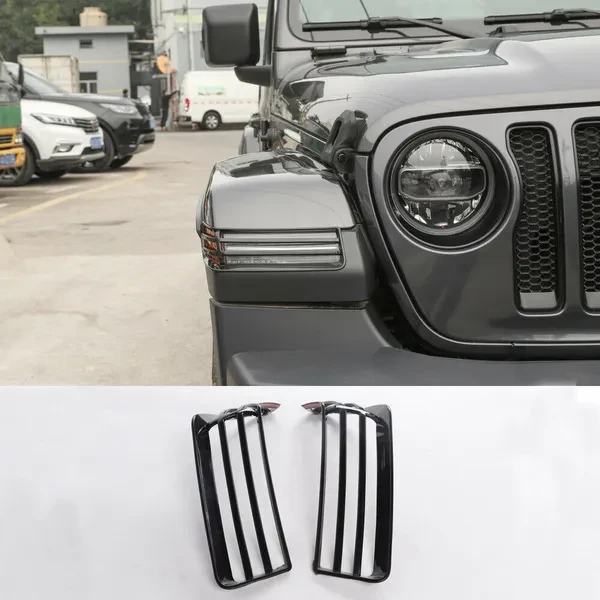 Black ABS Car Front Wheel Eyebrow Light Cover Trim For 2018+ Jeep Wrangler JL