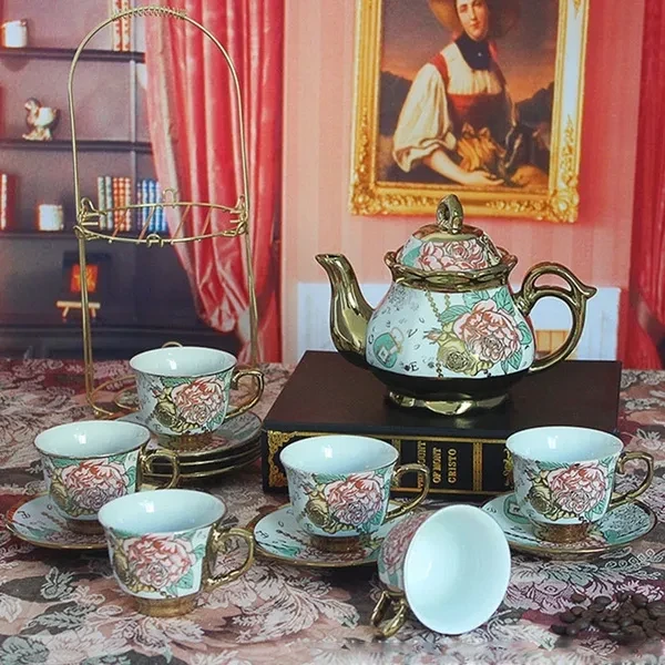 13Pcs Ceramic European Tea Set Coffee Cup Dish European Coffee china Set