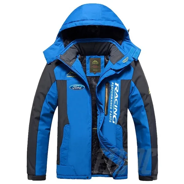 Ford Winter Outdoors Jackets Thicken Fleece Warm Coats Men Outwear Waterproof Hooded Jacket Men's Windbreaker Thicken Parka
