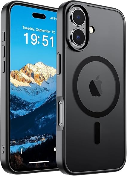 SUPFINE Magnetic for iPhone 17 Case (Compatible with MagSafe)(Military Grade Drop Protection) Translucent Matte Shockproof with Anti-Fingerprint Phone Cover 2025,Black