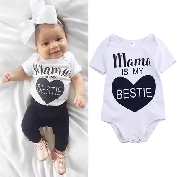 Newborn Infant Baby Boy Girl Mama Bodysuit Cotton Romper Jumpsuit Outfits Sunsuit Summer Clothes