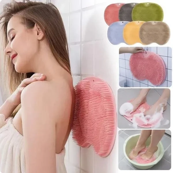 Bathroom Non-slip Massage Mat Exfoliating Shower Massage Scraper Back Massage Brush Silicone Foot Wash Body Cleaning Bathing Tool