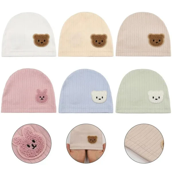 Cotton Newborns Thin Hat Comfortable Baby Fetal Caps for Indoor Outdoor Travel Bonnet 0-12 Month Infants Elastic Bonnet