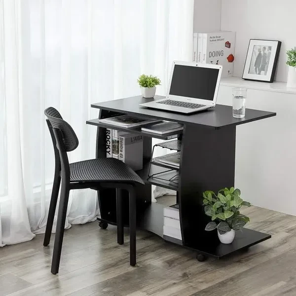 Computer Desk Office Laptop PC Table Home Office Workstation Drawer Shelf Black/White 90x75x50cm FR