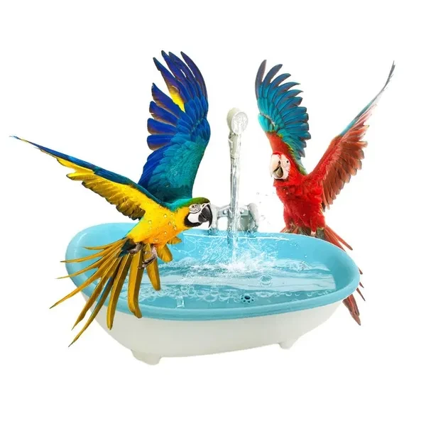 Bird Bathtub Shower Plastic Case Water Bath Tub for Pet Bird Bowl Parrots Parakeets Intelligent Birdbath Cage Supplies WIS