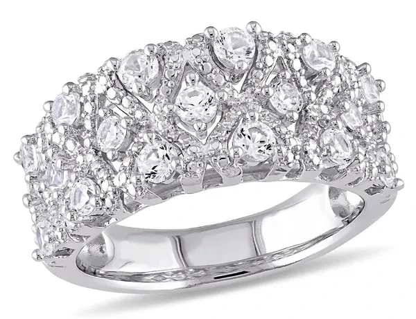 1 3/10 Carat (ctw) Lab-Created White Sapphire Pave Ring In Sterling Silver