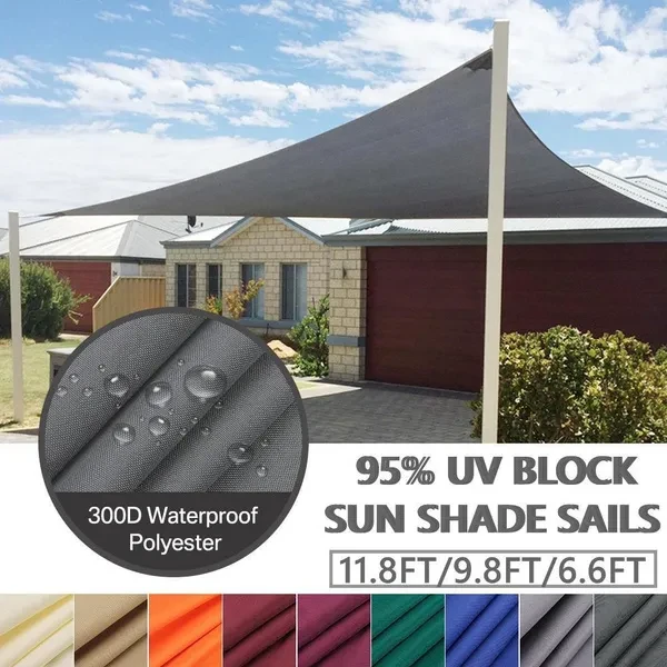 WIIPARA Sun Shade Sail Waterproof for Garden Patio Swimming Pool Antiuv Awning Canopy Sunscreen Outdoor Furniture Cover House Decor Triangle 2m3m3.6m5m, with Installation Hardware Kit and Ropes