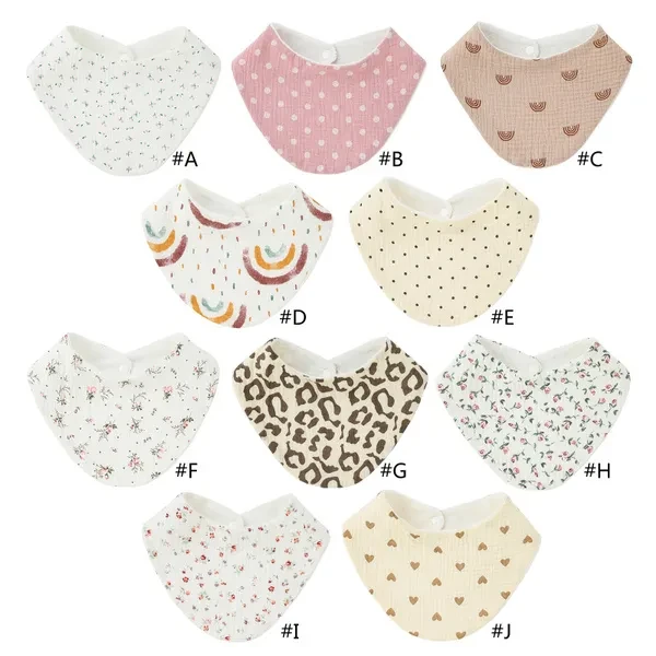 Baby Bib for Boys Girl 0-24Months Breathable Floral Drooling Bib with Hidden Stud Buckle Infant Sleep Teething Bandana NOT