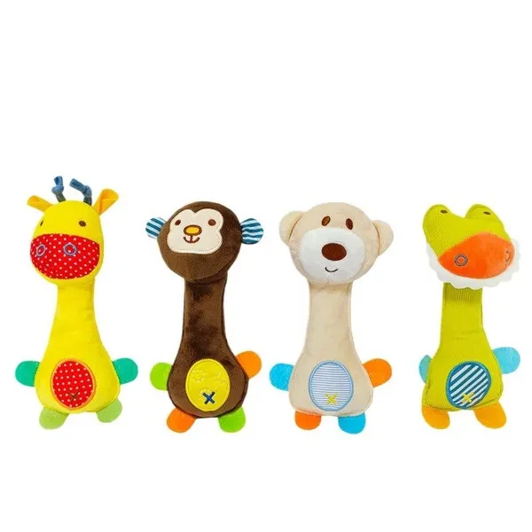 Hand Ringing Bell Deer Soft Cloth Baby Stick Toys Animal Rattle Plush Stuffed Rattle Kid Early Development Sensory Birthday Gift
