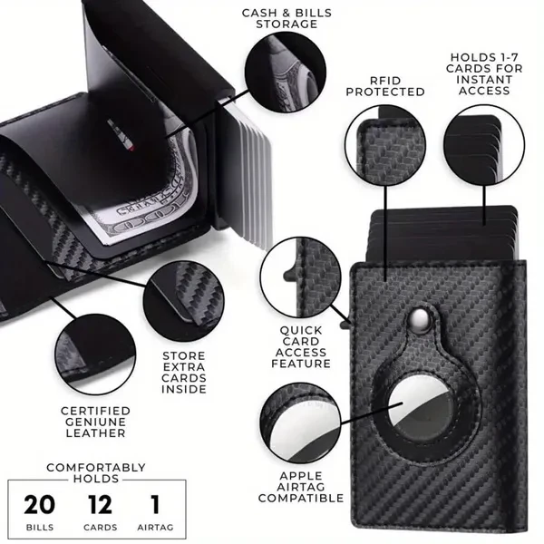 Luxury Carbon Fiber RFID Anti-theft Business Card Bag Wallet Case for Men - Premium Accessories with Card Holder Function - Stylish and Secure