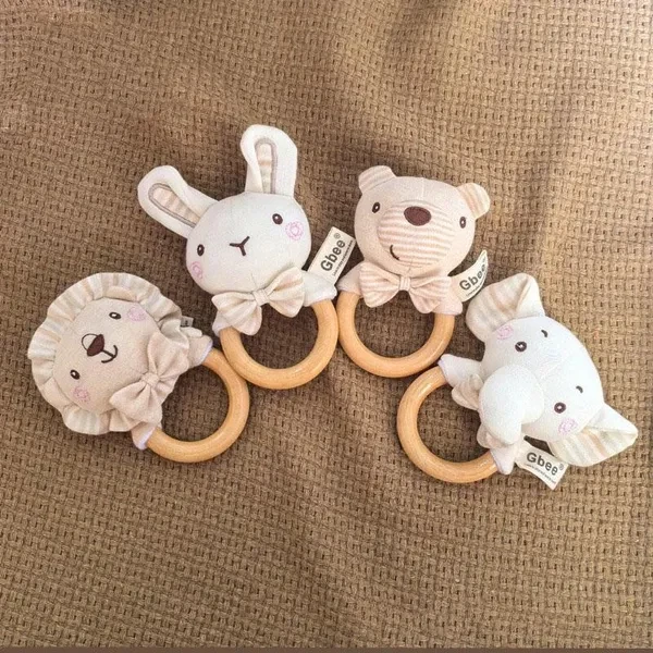 1 SET Baby Rattle Crochet Amigurumi Bunny Rattle Bell Newborn Knitting Gym Toy Educational Teether Baby Mobile Rattle Toy 0-12 Months