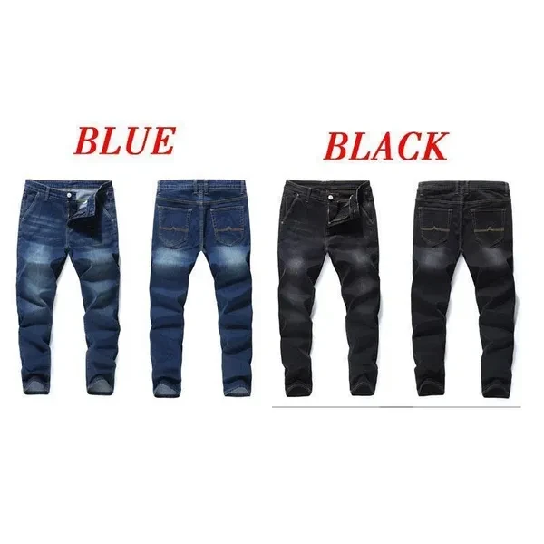 New Men's Fashion Straight Jeans High-waisted Denim Long Pants Plus Size Loose Casual Jean Size 32-48