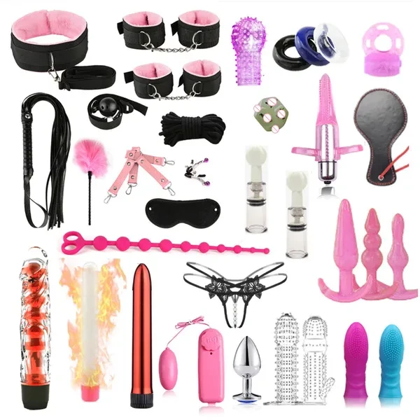 35 Pcsset Toys for Adults Products Bondage Set Vibrator Whip Erotic Adult Game Toys for Wo LKS