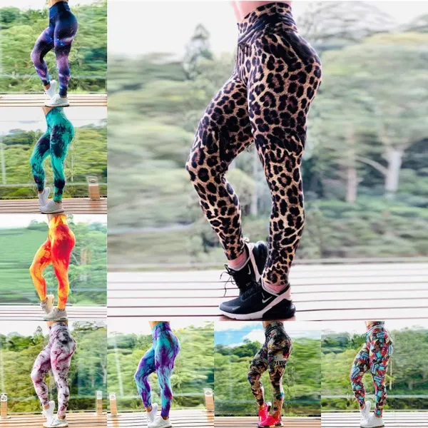 Women's Weaving High-waisted Hip-lifting Fitness Pants Women High Elasticity Quick-drying Tight Sports Pants Net Digital Printing Yoga Pants