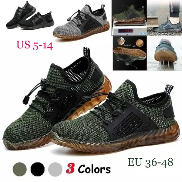 Men Fashion Steel Toe Air Safety Boots Indestructible Ryder Shoes Puncture-Proof Work Sneakers Breathable Shoes for Men