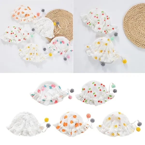 Infant Sun Hat Print Baby Bonnet Hat Soft Wide Brim Baby Visor-Hat Floppy Cap Spring Fisherman Hat for Child 0-2Y RDV