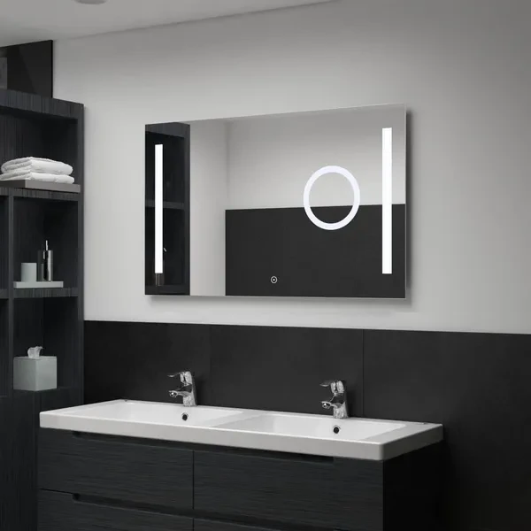 Bathroom wall mirror with LED and touch sensor 100 x 60 cm Badezimmer-Wandspiegel Badkamersmuur spiegel Miroir de salle de bain