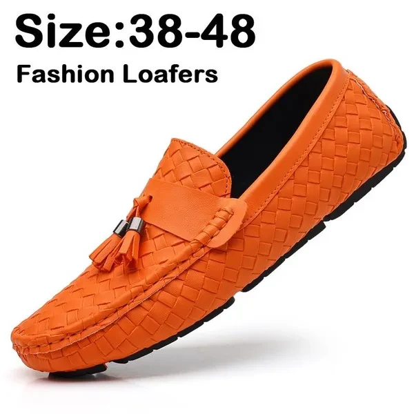 New Designer Leather Casual Shoes for Men High Quality Fashion Comfortable Mens Loafers Flats Big Size Driving Shoes 38-48