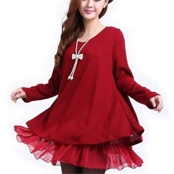 New Oversized Knitwear Cute Loose Pullover Woman Dresses Knitted Sweater
