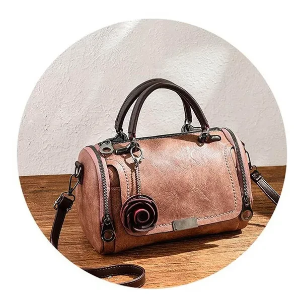 Fashion Women Leather Handbag Vintage Boston Bag Casual Shopping Crossbody Bag