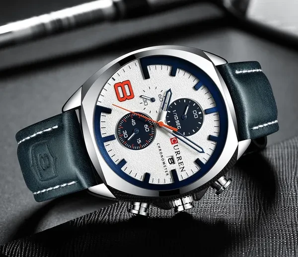 CURREN MENS WATCHES Luxury Chronograph Watch Casual Sports Leather Strap Waterproof DATE CHRONO QUARTZ Men Wristwatches