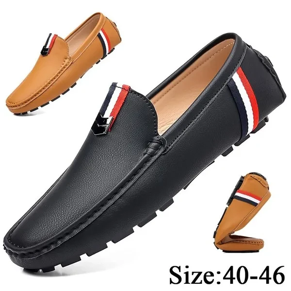 Loafers for Men Handmade Moccasins Artificial Leather Flats Casual Shoes Luxury Comfy Slip on Driving Loafers Shoes for Men
