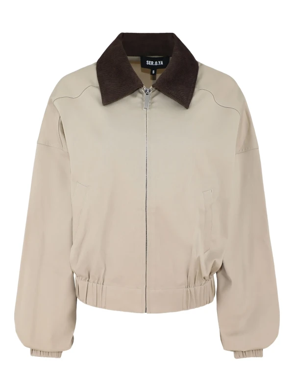 SEROYA contrast-collar zip-up jacket