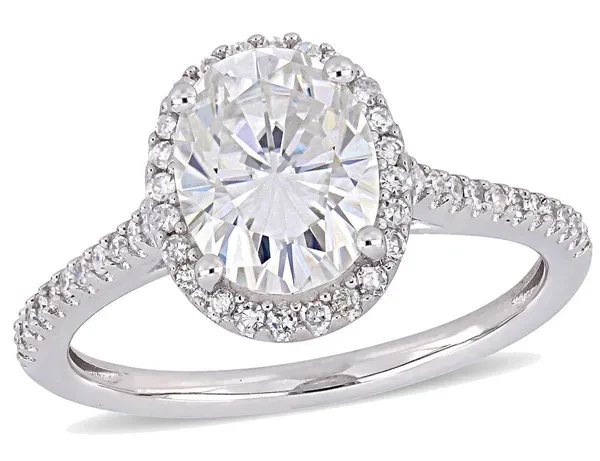 2.00 Carat (ctw) Synthetic Moissanite Halo Engagement Ring 14K White Gold with 1/5 Carat (ctw I1-I2) Diamonds 1