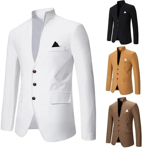 Mens New Fashion Spring and Summer European Size Stand Collar Casual Suits Patchwork Blazer Men's Jackets and Dresses