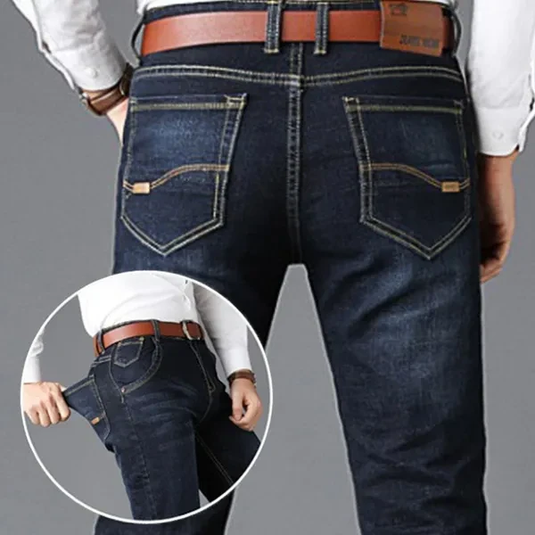 Slim Jeans Men's Straight Stretch Jeans Classic Business Work Pants Black Jeans