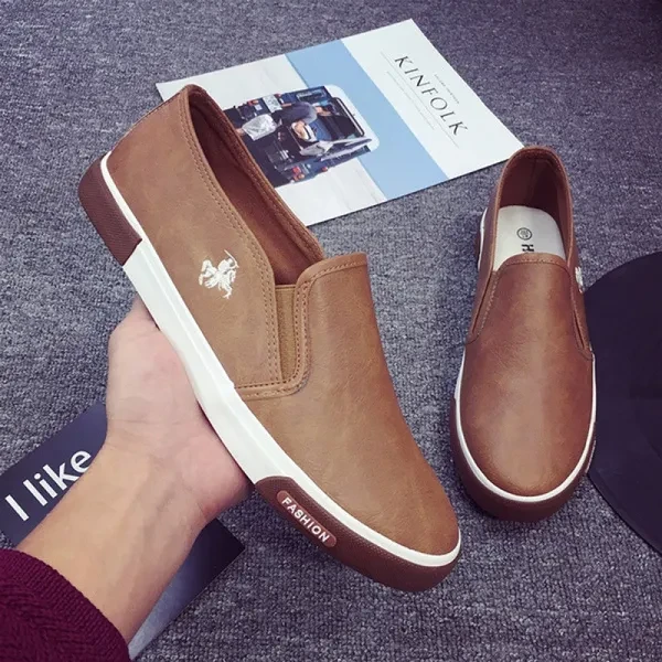 Autumn Men's Fashion Leather Shoes Casual Shoes Men's Casual Business Leather Shoes Embroidery Casual Walking Shoes Men's Comfortable Flat Shoes []