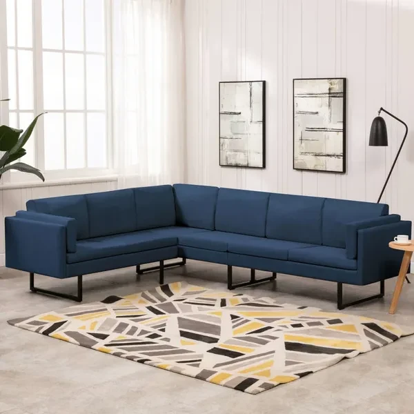 Corner sofa blue fabric Ecksofa hoekbank canapé d'angle