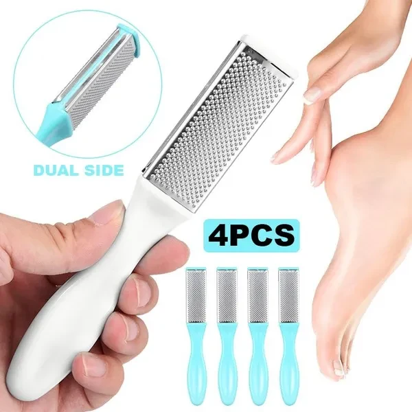 4Pcs Stainless Steel Foot File Callus Remover Dead Skin Removal Foot Rasp Foot Scrubber Foot Files Kit Foot Scraper Foot Care Pedicure Tool