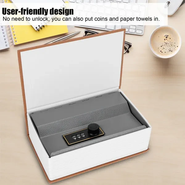 Book Safe Storage Box Dictionary Money Coines Box with Security Combination Lock for Home Use Laqs