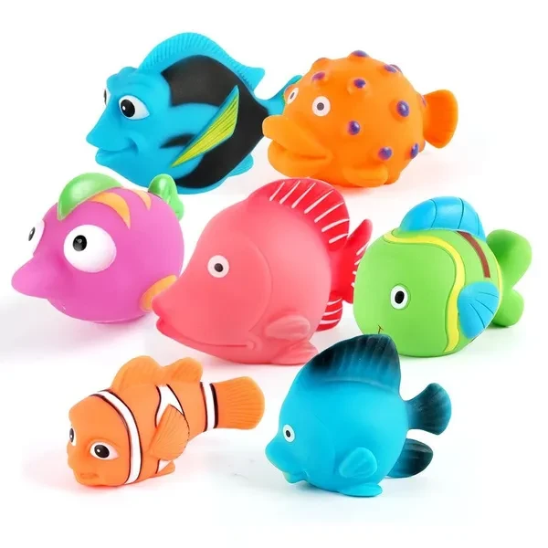 Soft Floatable Dinosaurs & Fish Baby Bath Toys for Toddlers Water Pool Toys for Baby Bathtub Birthday Gifts