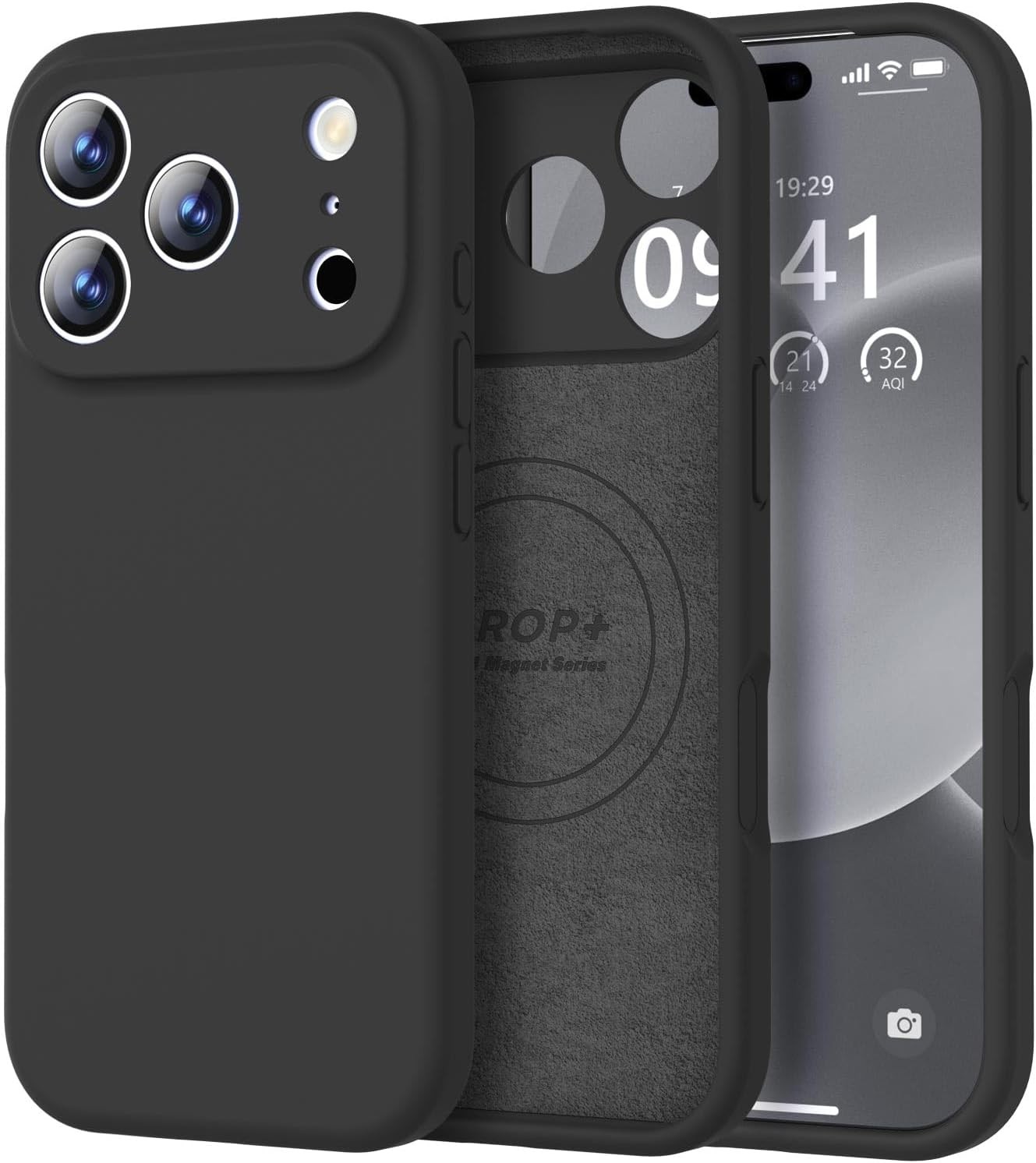 Vooii Magnetic for iPhone 17 Pro Max Case, Compatible with Magsafe (Premium Liquid Silicone) (Integrated Camera Control Button) Full Body Protective Anti-Scratch Microfiber Lining 6.9 inch, Black