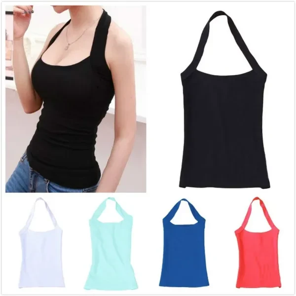 Summer Women Cotton Tank Tops Sexy Cami Sleeveless Backless T-Shirt Vest S-2XL