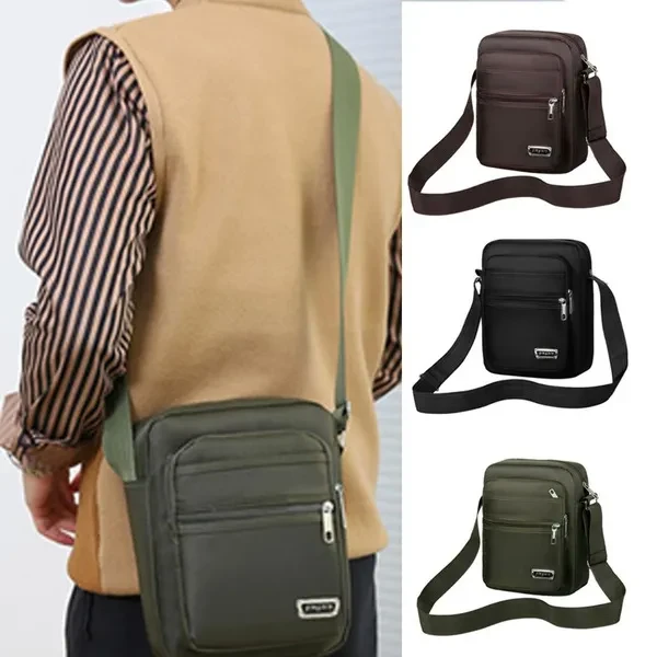 Men Multi-Zipper Bags Multifunctional Casual Shoulder Bag Lightweight Satchel Crossbody Bags Business Bags