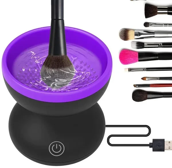 USB Powered Electric Makeup Brush Cleaner, 1 Piece Portable Rechargeable Makeup Brush Cleaning Machine, Makeup Brush Cleaning Tool, Makeup Beauty Massager, Automatic Makeup Brushes Cleaner Bowl, Cosme