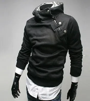 Cool Design Hoodies Men Sudaderas Hombre Hip Hop Mens Brand Fur Collar Metal Buckle Hoodie Sweatshirt Suit Slim Fit Men Hoody