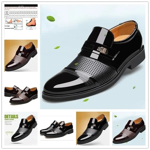 2018 New Fashion Men's Formal Leather Shoes England Men Pointed Toe Business Shoes Male Oxford Breathable Shoes Dress Wedding Flat Shoes Scarpe Da Uomo in Pelle Plus Size 38-48