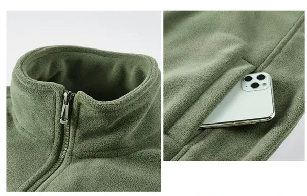 Winter fleece warm cardigan jacket sweatshirt men's solid color trend polar fleece padded stand collar jacket men's top