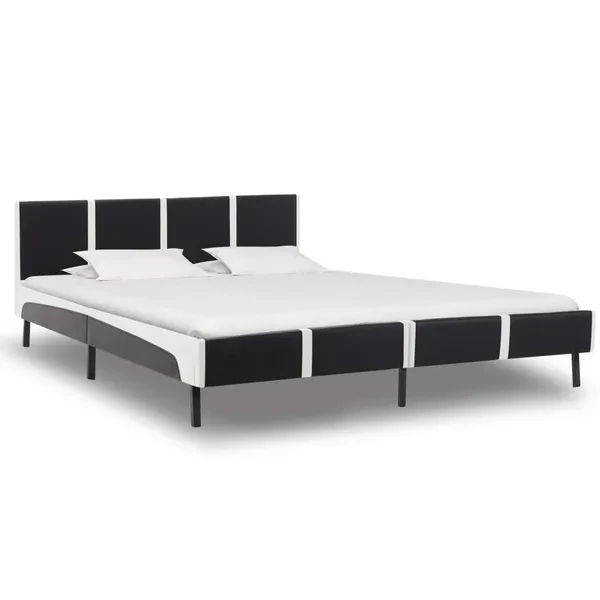 Bed frame black and white synthetic leather 160 x 200 cm Bettgestell Bedframe Cadre de lit