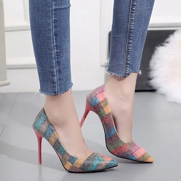 Spring Summer Autumn Womens Pointed Toe High Heels Shoes Elegant Pumps Heels Plus Size 35-42