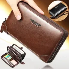 New Style Men's PU Leather Clutch Bag Handbag, Multi Functional Large Capacity Men's Business Wallet Phonebag